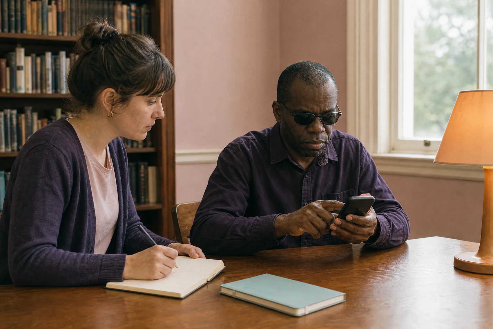 Respectful mobile usability session with a participant with low vision